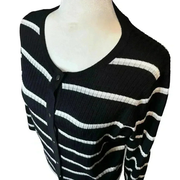 Tahari black and white striped cardigan size PL - Picture 3 of 4